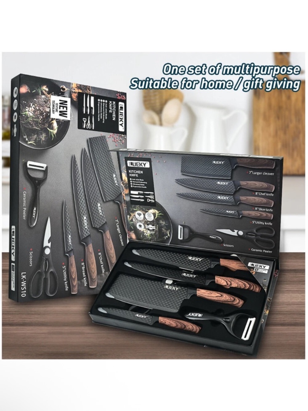 Chef Knife Set DFITO 6Pcs Stainless Steel pieces  Non-Stick Coating, Ultra Sharp - Picture 5 of 14